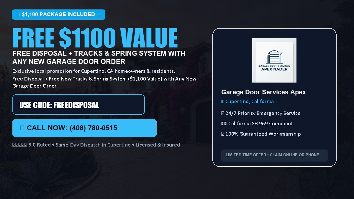 Free Disposal + Free New Tracks & Spring System with Any New Garage Door Order ($1100 Value) in Cupertino, CA